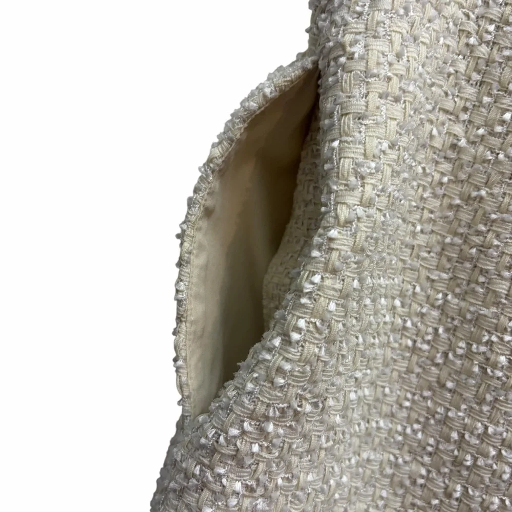 Love Bonito Cream Textured Tweed High Waist Bouclé Shorts